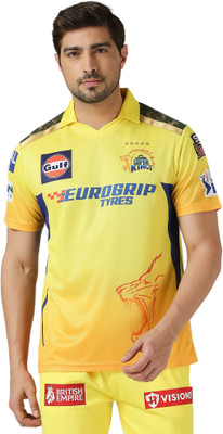playR Printed Men Polo Neck Yellow T-Shirt