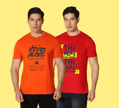 WOOSTRO Typography Men Round Neck Multicolor T-Shirt