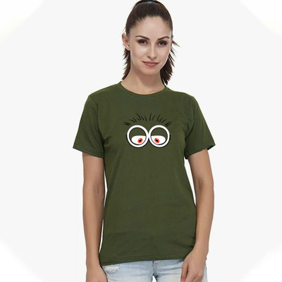 Nilan Tees Wear Printed Women Round Neck Light Green T-Shirt