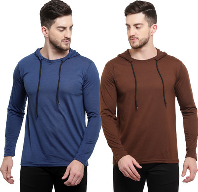 Adorbs Trend Solid Men Hooded Neck Multicolor T-Shirt