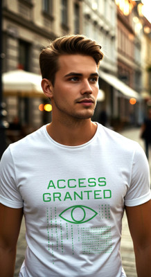 Dagcros Printed, Typography Men Round Neck White T-Shirt