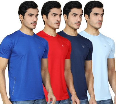 SUPERSQUAD Solid Men Round Neck Red, Navy Blue, Blue, Light Blue T-Shirt