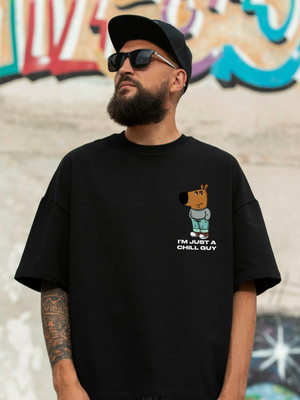Cool Plus Printed, Graphic Print Men Round Neck Black T-Shirt