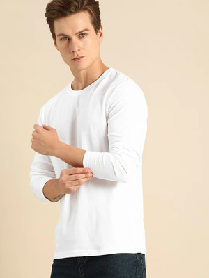 OrrganicChics Solid Men Round Neck White T-Shirt