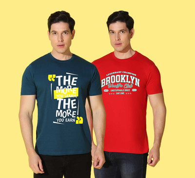 WOOSTRO Printed Men Round Neck Multicolor T-Shirt