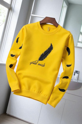 FASHIUM Printed Men Round Neck Yellow T-Shirt