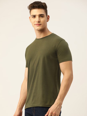 RULEDBYSUN Solid Men Round Neck Green T-Shirt