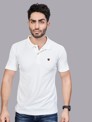 BE POSITIVE Solid Men Polo Neck White T-Shirt
