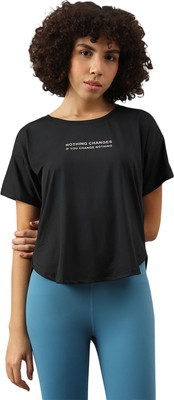 MKH Typography Women Crew Neck Black T-Shirt