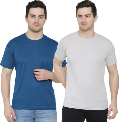 YUALIN CREATION Solid Men Round Neck Multicolor T-Shirt
