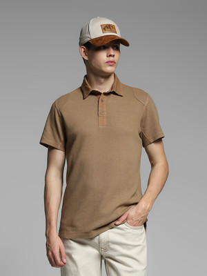 JACK & JONES Solid Men Polo Neck Brown T-Shirt
