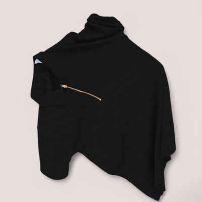 Covetvoloentt Solid Men Zip Neck Black T-Shirt