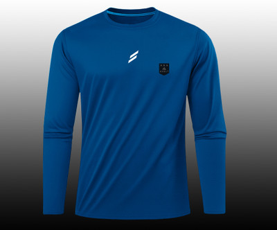 AVOLT Printed Men Round Neck Blue T-Shirt