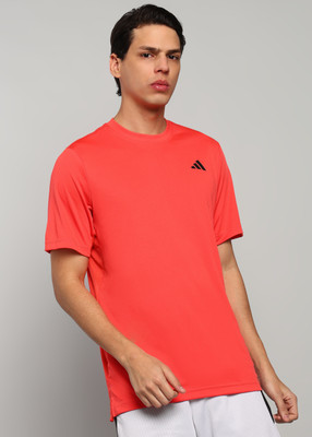 ADIDAS Solid Men Round Neck Red T-Shirt