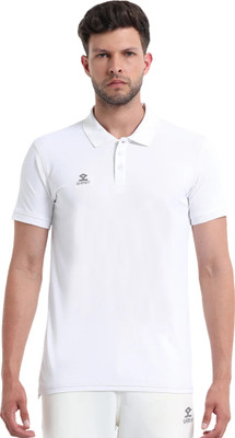 Shrey Solid Men Polo Neck White T-Shirt