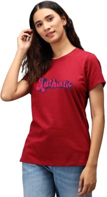 Wingrey Typography Women Round Neck Maroon T-Shirt