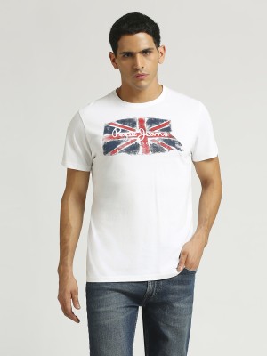 Pepe Jeans Printed, Typography Men Round Neck White T-Shirt