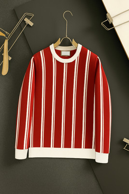 NB NICKY BOY Striped Men Round Neck Red T-Shirt