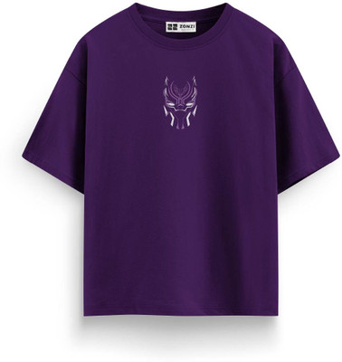 zonzimart Graphic Print, Superhero Men Round Neck Purple T-Shirt