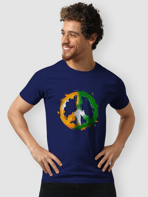 sova legacy Printed Men Round Neck Navy Blue T-Shirt