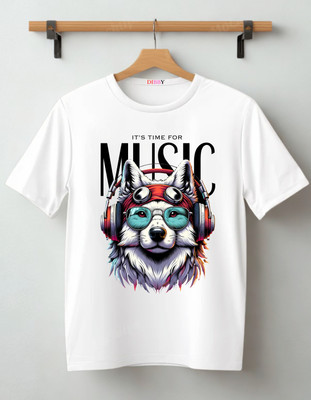 DIBBY Abstract Men Round Neck White T-Shirt