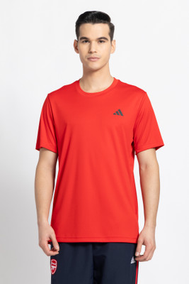 ADIDAS Solid Men Crew Neck Red T-Shirt