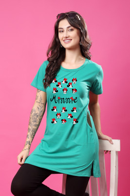CORSICA Printed Women Round Neck Green T-Shirt