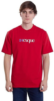 24esque Typography Men Round Neck Red T-Shirt