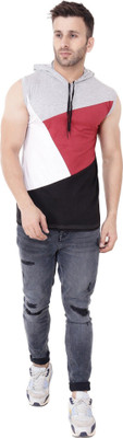 GEUM Solid Men Hooded Neck Multicolor T-Shirt