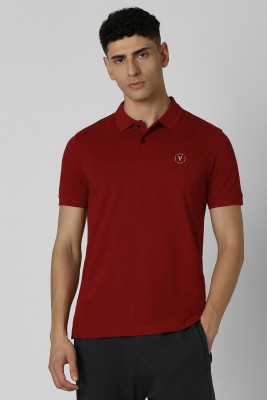 VAN HEUSEN Solid Men Polo Neck Red T-Shirt