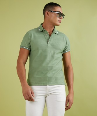 CAMPUS SUTRA Solid Men Polo Neck Green T-Shirt