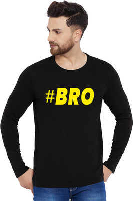 Organic Chics Typography Men Round Neck Black T-Shirt