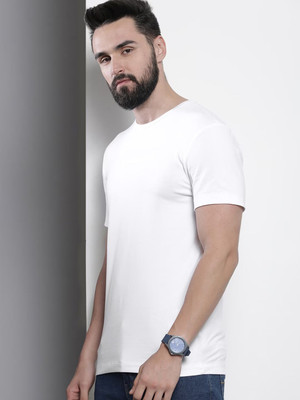 RULEDBYSUN Solid Men Round Neck White T-Shirt