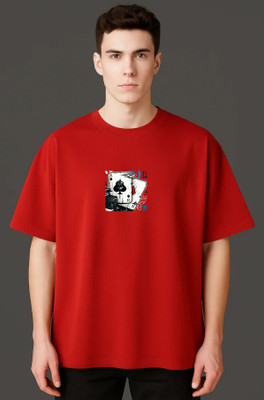 Dripghost Solid Men Round Neck Red T-Shirt