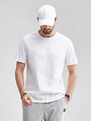 Magneto Solid Men Round Neck White T-Shirt