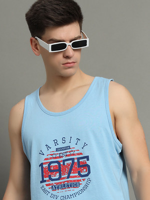 GETGOLF Printed Men Round Neck Light Blue T-Shirt