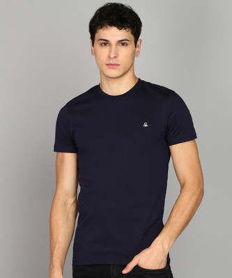 United Colors of Benetton Solid Men Round Neck Dark Blue T-Shirt