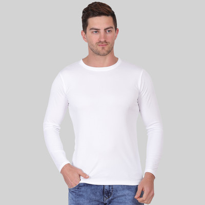Solid Men White T-Shirt
