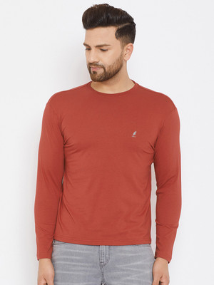 Harbor N Bay Solid Men Round Neck Orange T-Shirt