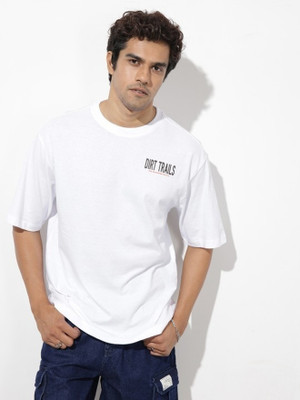 Roadster Graphic Print Men Round Neck White T-Shirt