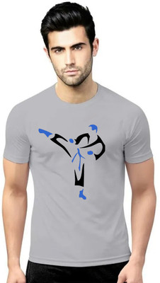 ManGOD Printed Men Round Neck Grey T-Shirt