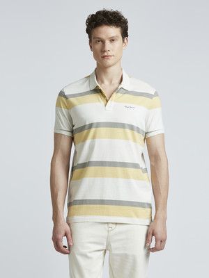 Pepe Jeans Striped Men Polo Neck Multicolor T-Shirt