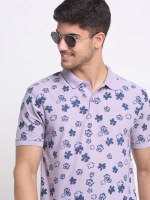 Affordable AF Printed Men Polo Neck Purple T-Shirt