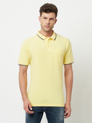 CRIMSOUNE CLUB Solid Men Polo Neck Yellow T-Shirt