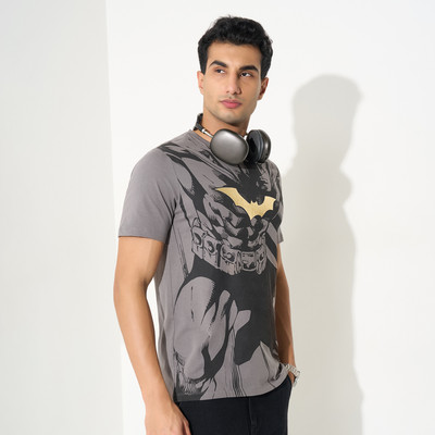 SF Jeans by Pantaloons Printed Men Round Neck Grey T-Shirt