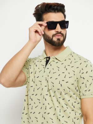 XFOX Printed Men Polo Neck Light Green T-Shirt