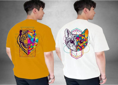 Lecowar Graphic Print Men Round Neck White T-Shirt