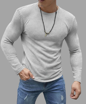 Hey Dude Solid Men Round Neck Grey T-Shirt