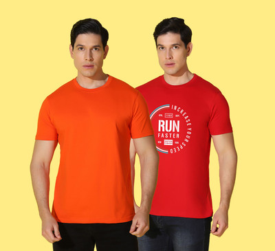WOOSTRO Solid Men Round Neck Multicolor T-Shirt