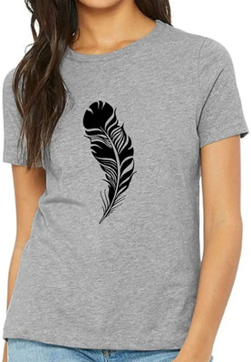 Nilan Tees Wear Printed Women Round Neck Grey T-Shirt